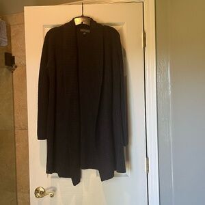 Barefoot Dreams Black ribbed Cozy Chic Lite long cardigan